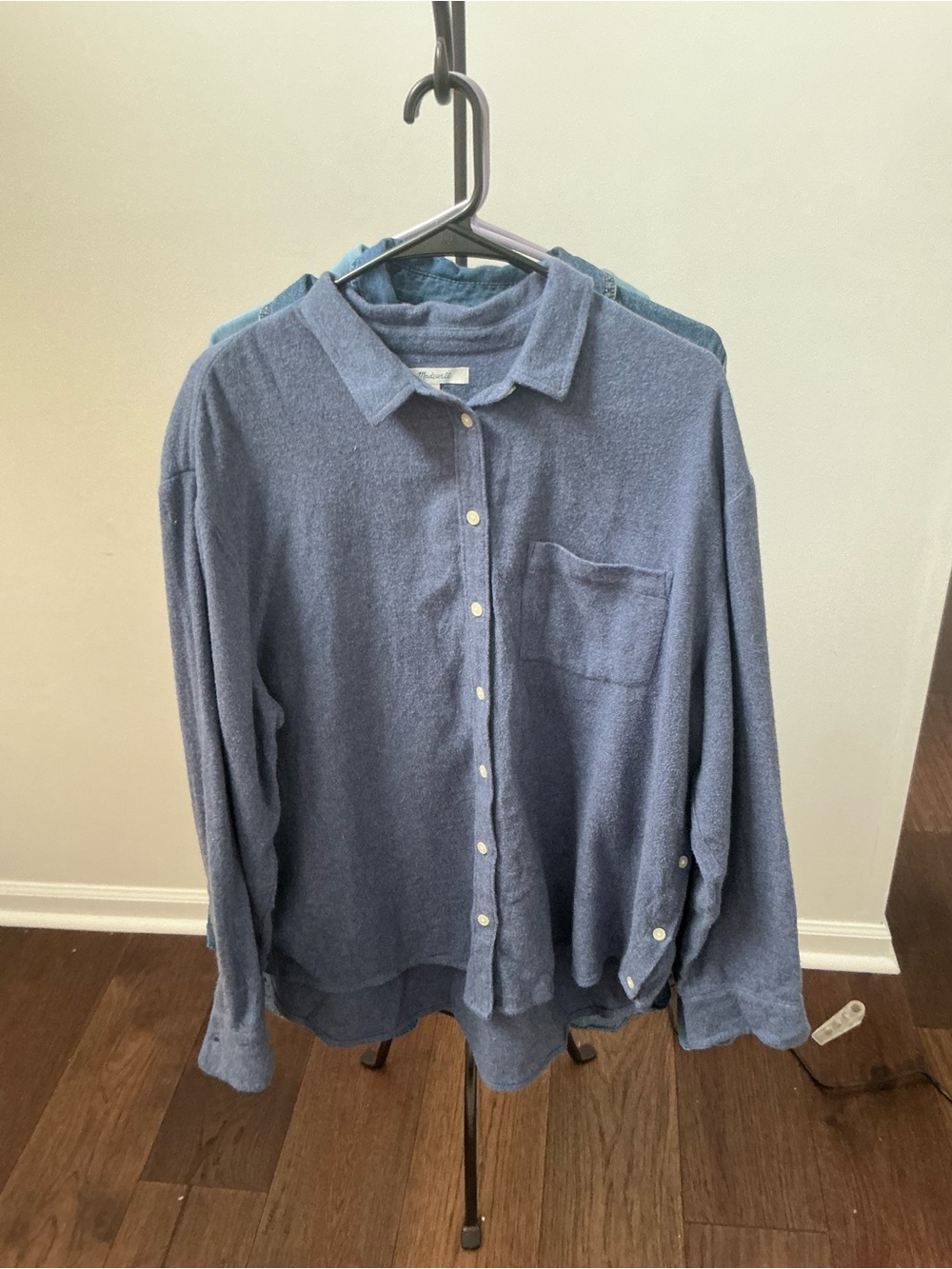 Madewell Heathered Navy Long-Sleeve Button-Down Shirt